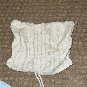 Aerie White and Gold Striped Tube Top